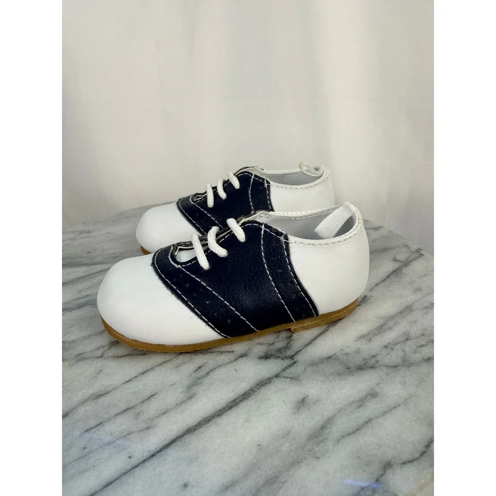 Wendy Bellissimo Baby Navy Blue & White Saddle Oxford Shoes Size 4